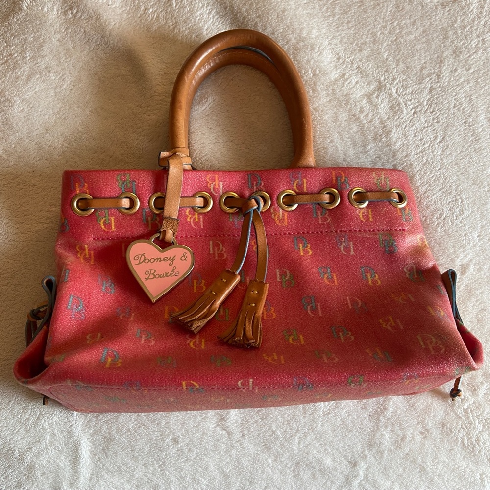 Dooney & Bourke Vintage Logo Handbag Purse Pink and Multicolored